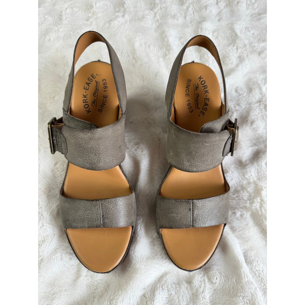 Kork-Ease San Carlos Leather Heeled Sandals Taupe Chunky Heel Boho Comfort - Picture 3 of 9
